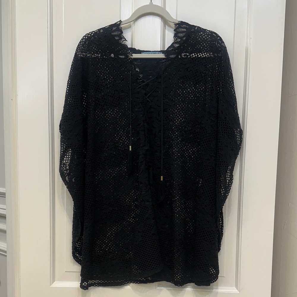 ANTONIO MELANI Lace Swim Cover-Up in Black